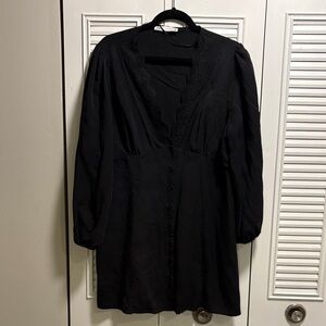 Zara lace lyocell black dress long sleeve